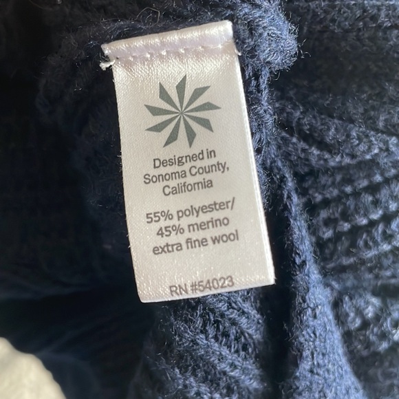 NWOT- Athleta Ribbed Merino Wool Blend Sweater Navy - Picture 6 of 6